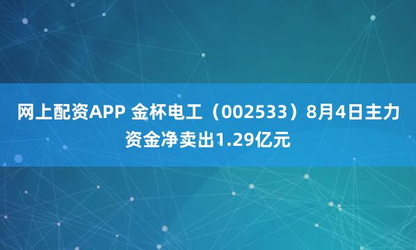 网上配资APP 金杯电工（002533）8月4日主力资金净卖出1.29亿元